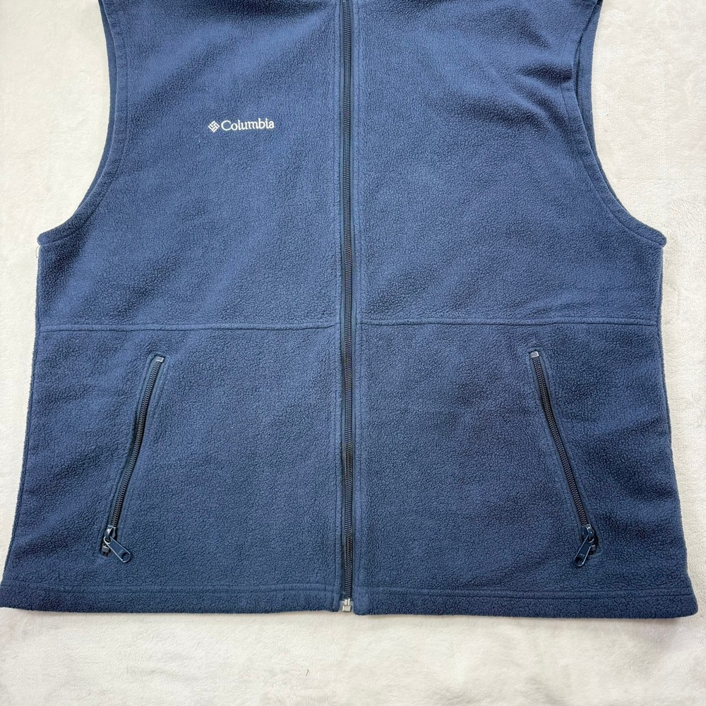 Columbia Mens Navy Blue Full Zip Fleece Vest Large - Picture 4 of 9